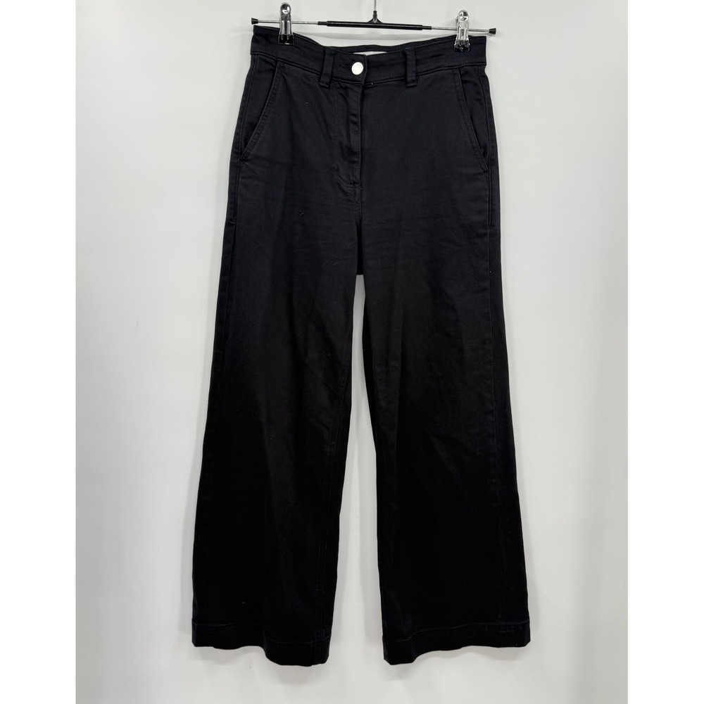 EVERLANE The Way High Canvas Wide Leg Crop Pants Black Size 0